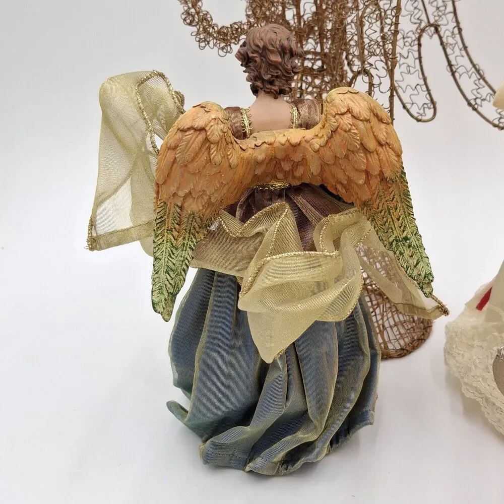 Vintage Angel Tree Toppers  Mixed Lot Of 4 Porcelain, Wire, Paper, Resin, Fabric